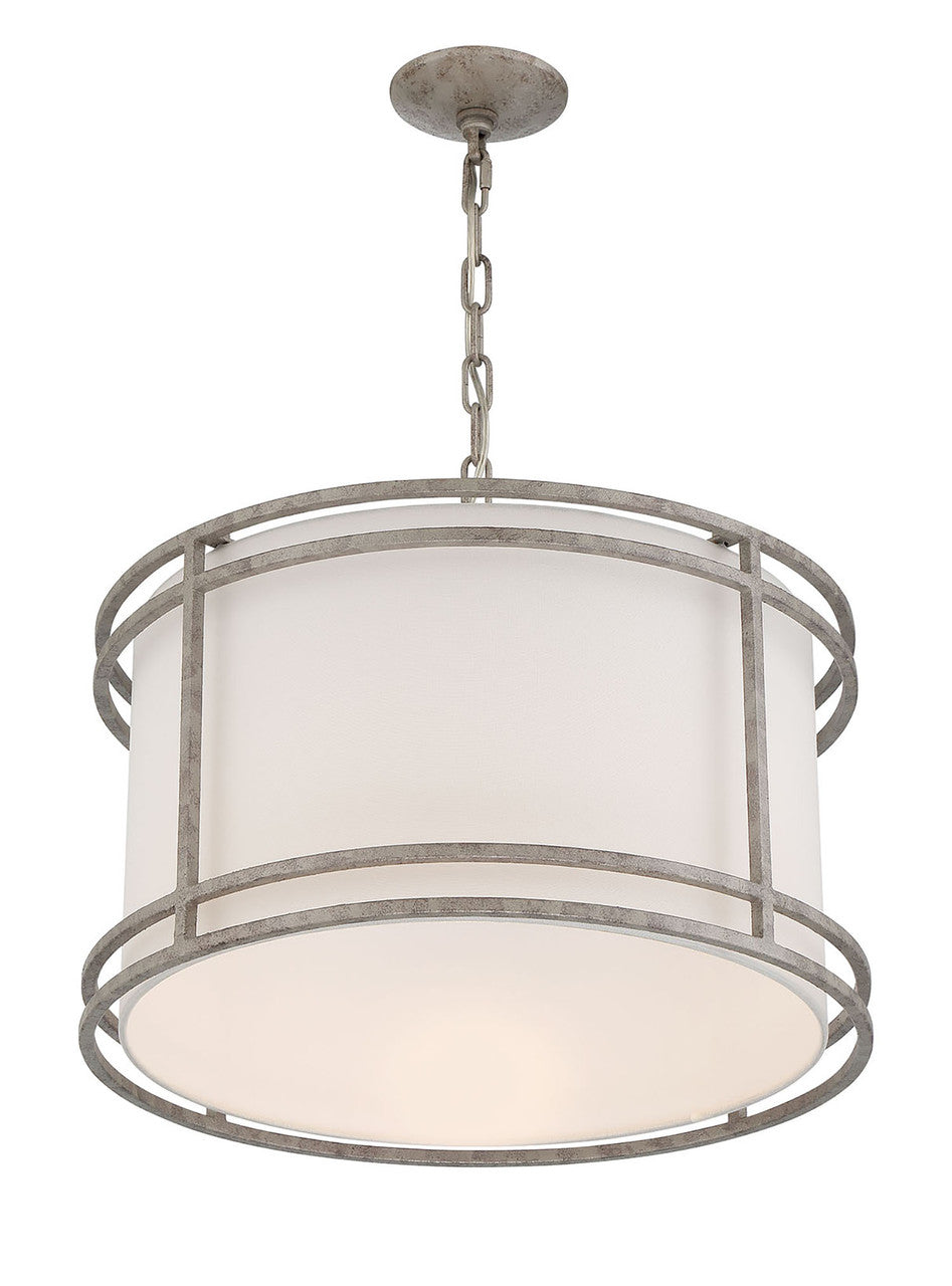 Lumanity Lighting Mila Transitional Shaded Single-Light Drum Pendant in Sand Mercury  9000-2001