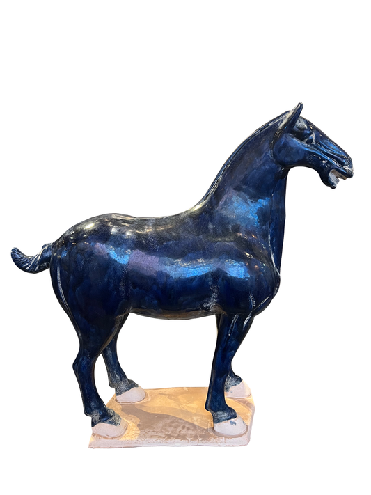 Currey & Co. 21.5" Tang Dynasty Large Blue Horse 1200-0781