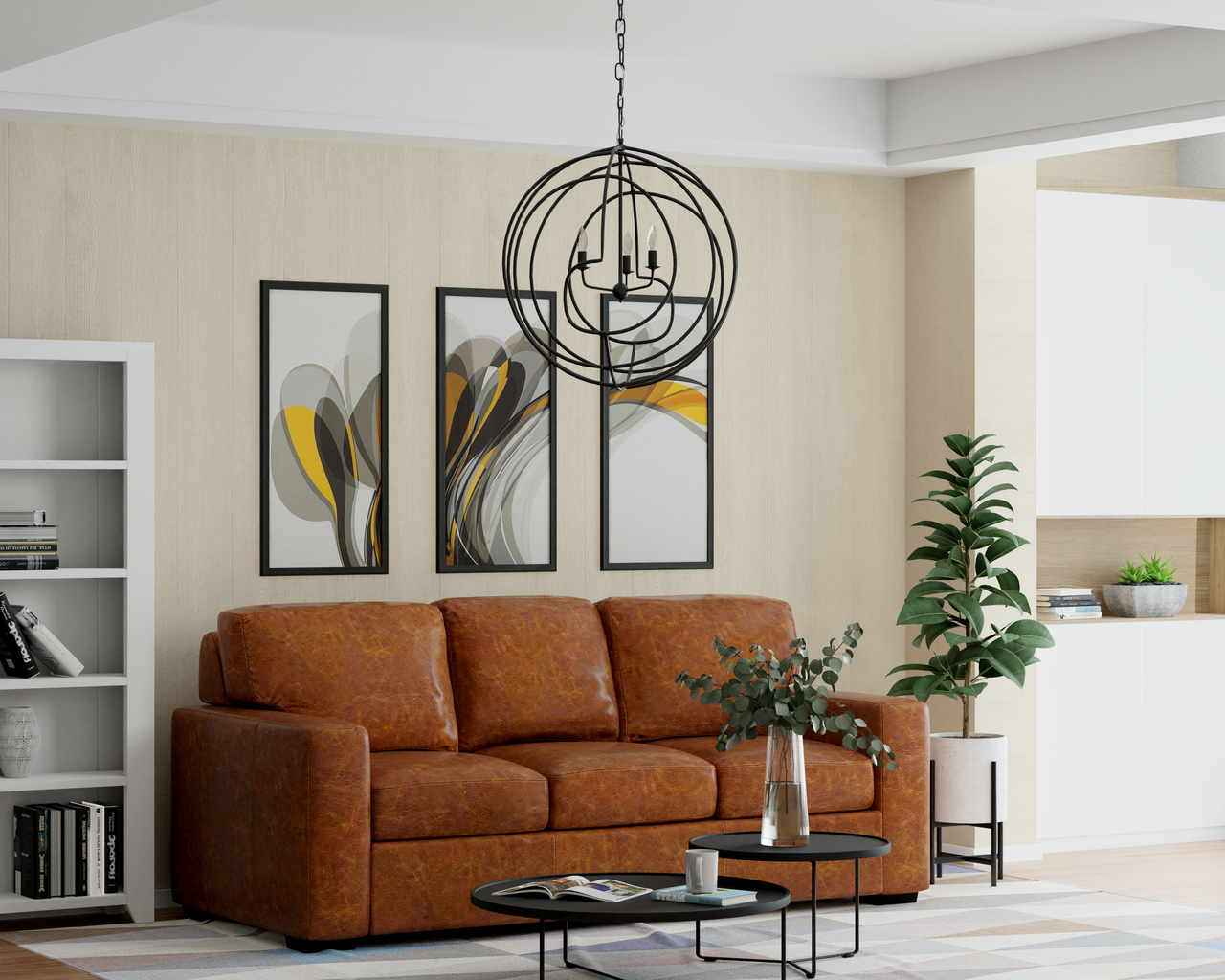 Lumanity Lighting Conduit Large 3-Light Industrial Orb Chandelier in Blacksmith  9000-2005