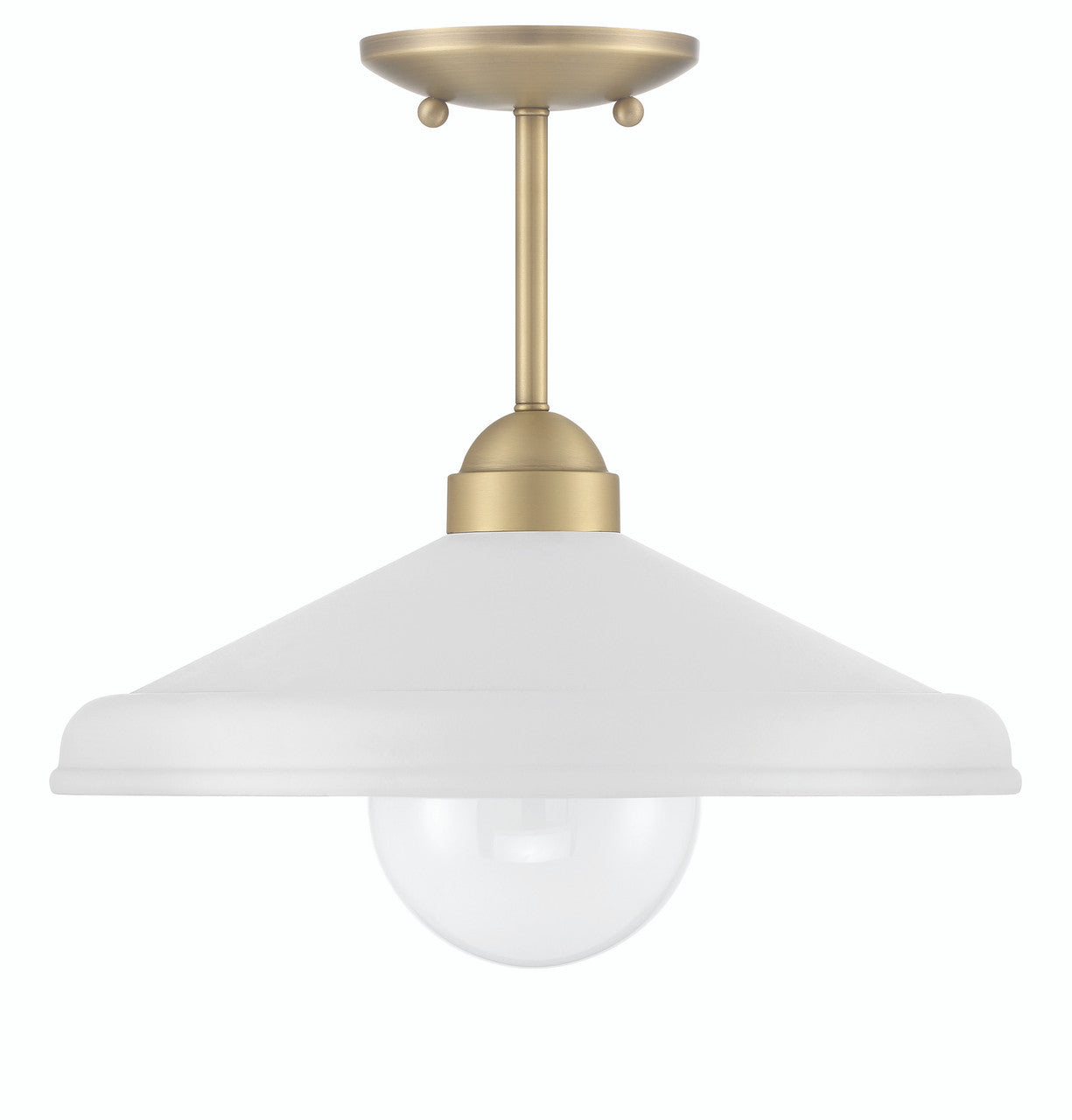 Lumanity Lighting Brooks Matte White 14" Semi-Flush Mount Ceiling Barn Light in Painted Matte White, Gold Leaf, Satin Brass  L090-0047