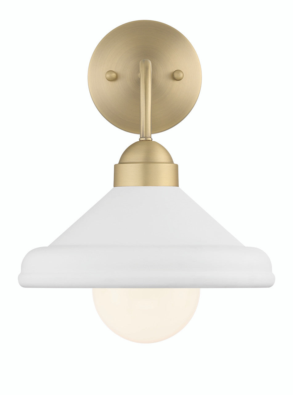 Lumanity Lighting Brooks Matte White 10" Wall Sconce Barn Light with Bulb in Painted Matte White, Gold Leaf, Satin Brass  L050-0007