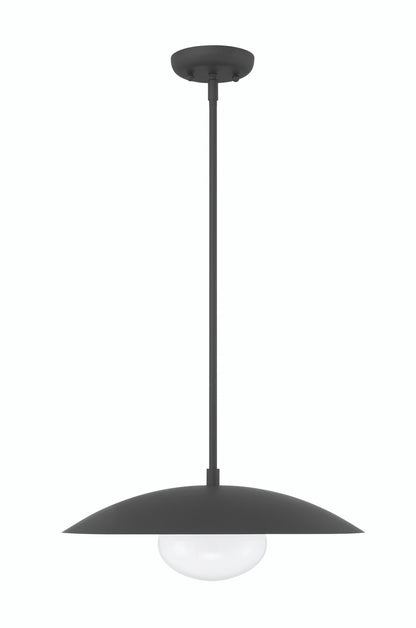 Lumanity Lighting Declan Modern Disc Matte Black 18" Pendant Ceiling Light  in Painted Matte Black, Off White Enamel    L090-0041